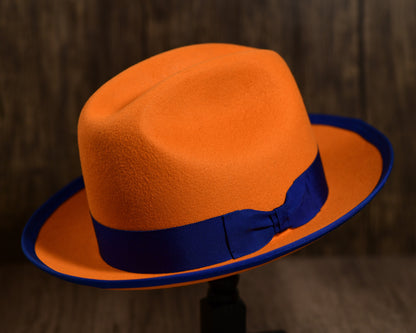 Orange Rabbit Fur Fedora