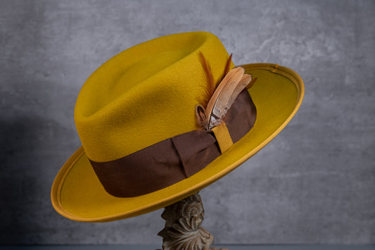 Mustard Rabbit Fur Fedora